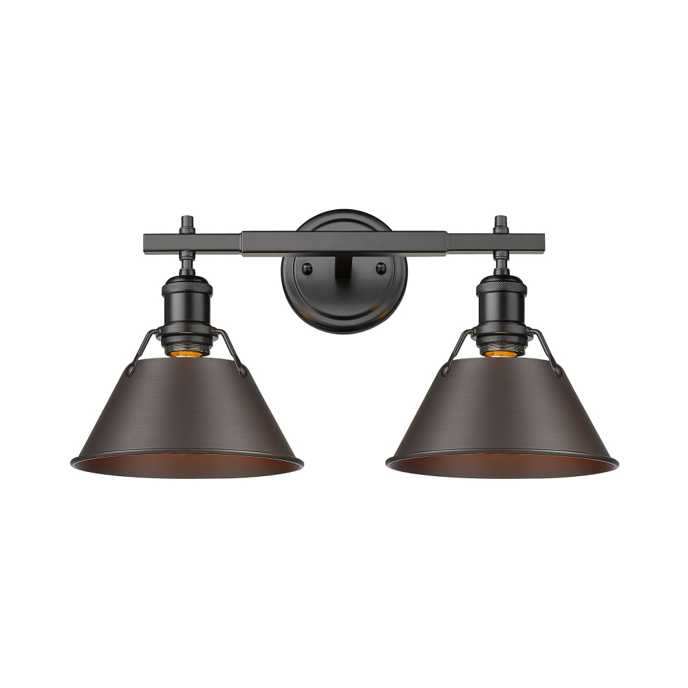 Yep by Golden Lighting Orwell 2-light Vanity in Matte Black and Rubbed Bronze shade